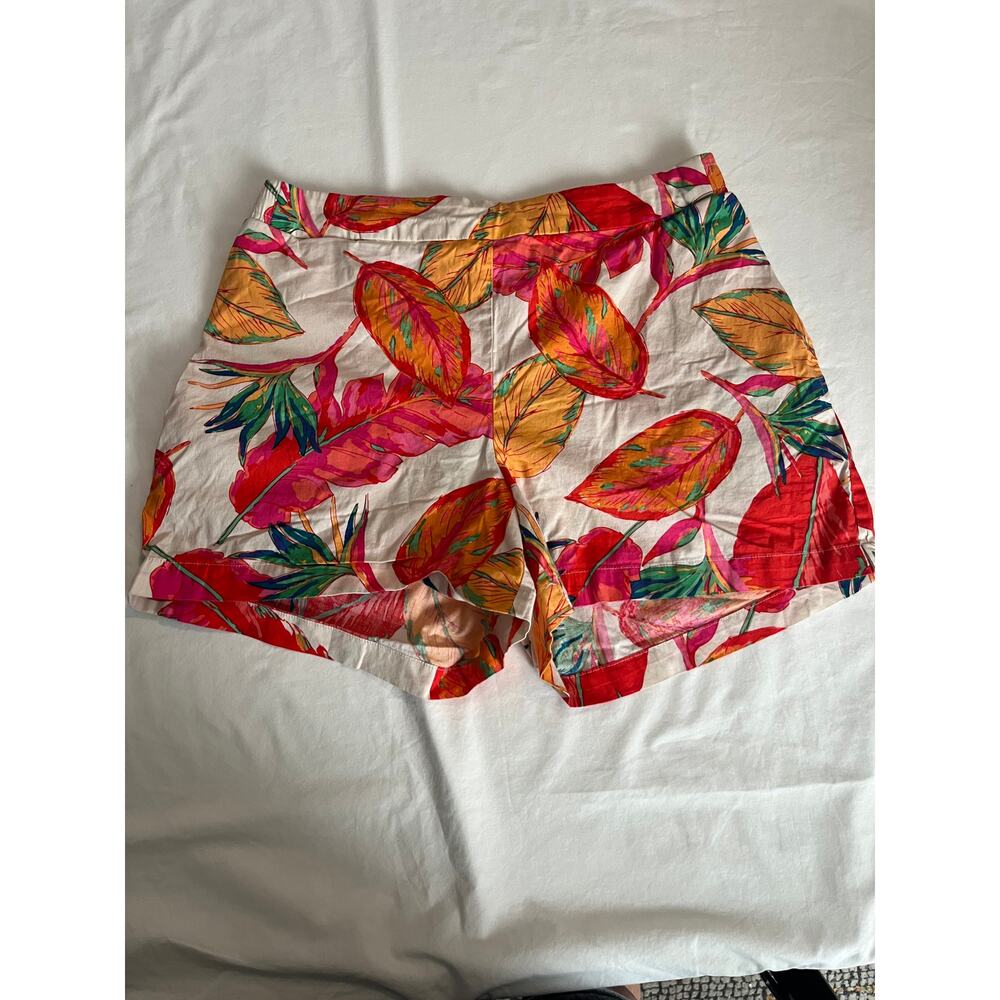 Nine West Shorts Medium Tropical Print Elastic Waist Casual